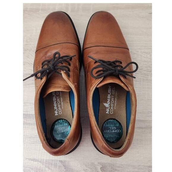 Nunn Bush Men's Dress Shoes Size 9.5 Brown Leather Cap Toe Oxford Comfort Gel - Picture 10 of 11